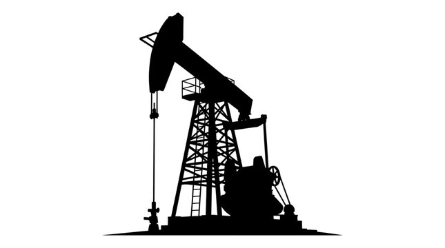 Oil pump jack silhouette against a white background