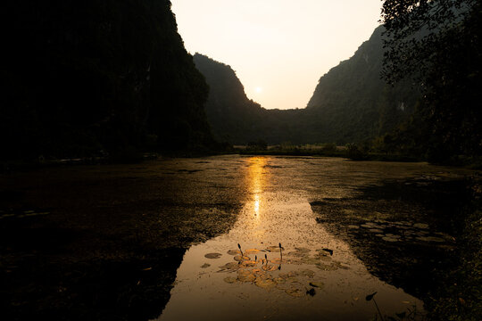 Sunset Over the River. Ninh Binh, Vietnam