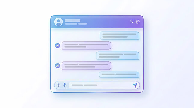 Modern artificial intelligence chat interface with soft gradient glass design