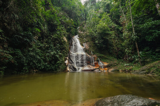 Rainforest waterfall in South America