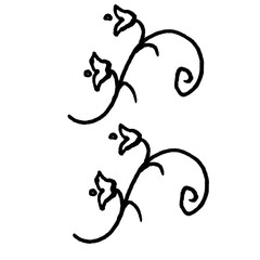 Fototapeta premium Black Floral Doodle Line Art with Bell Flowers – Minimalist Botanical Pattern