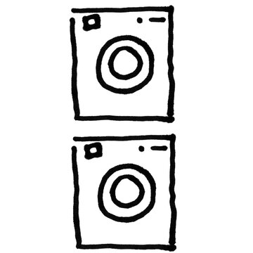 Stacked Washing Machines Doodle Illustration