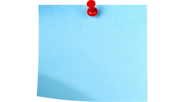 sticky note with push pin isolated on transparent background
