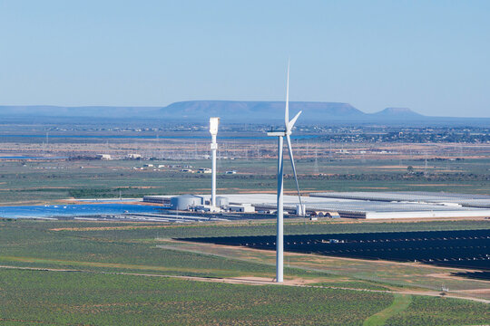 Solar energy panels and wind farms. Port Augusta. South Australia.