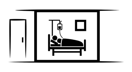Fototapeta premium Patient receiving intravenous treatment in hospital room icon symbol