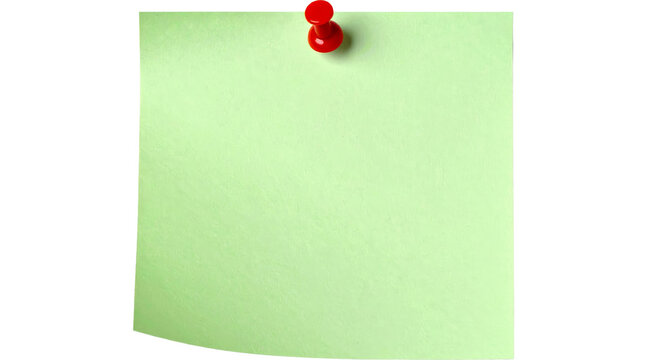 sticky note with push pin isolated on transparent background