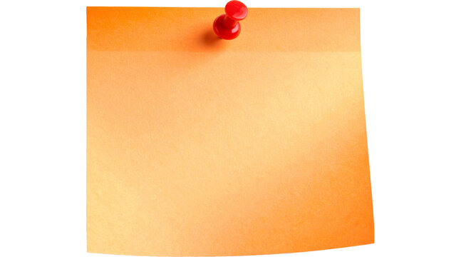sticky note with push pin isolated on transparent background
