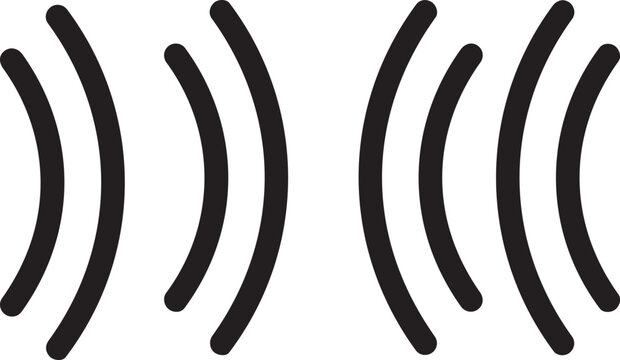 Sound wave, audio signal, black curved lines, vector icon, sound pattern