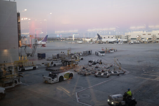 LAX airport seen through glass window