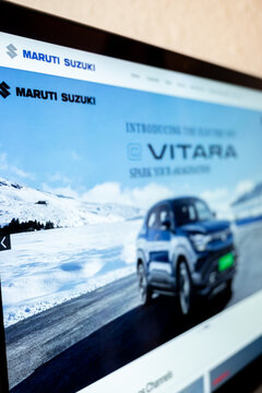 Mexico city, mexico, 05 26 2026, maruti suzuki website displaying vitara suv electric car