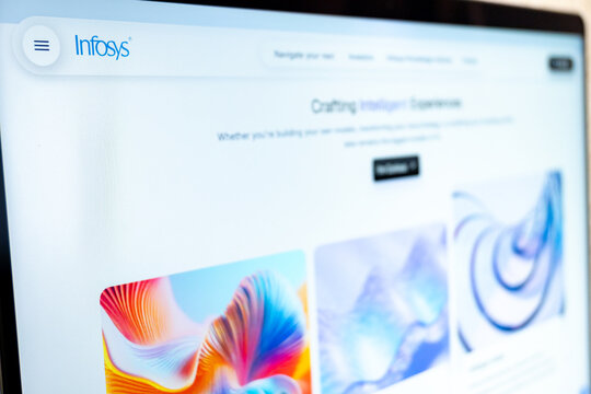 Mexico city, mexico, 05 26 2026, infosys website appearing on digital laptop screen