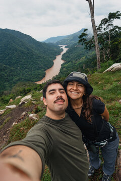Couple selfie in nature