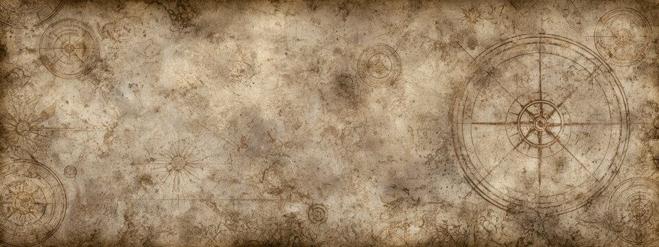 Vintage Parchment Texture Featuring Subtle Compass Engravings and Old Map Elements for Artistic Projects
