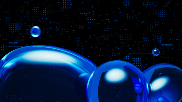 Futuristic glass sphere design with technology background
