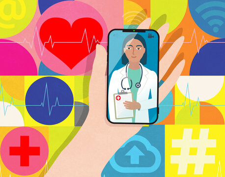 Online Doctor Medical Smartphone App  Illustration 