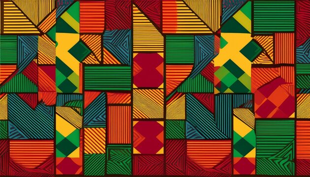 colorful african ghanaian textiles and fabrics in a local market geometric patterns of kente cloth a symbol of ghanaian heritage