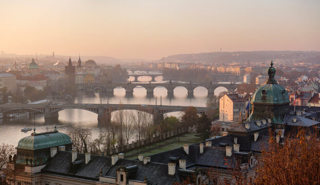A panoramic view over central Prague