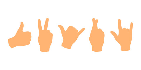 Fototapeta premium Collection of hand gesture silhouettes showing various signs