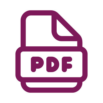 Pdf document icon purple outline isolated on transparent background