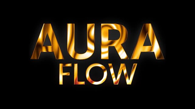 Aura flow word design with golden glow light animation