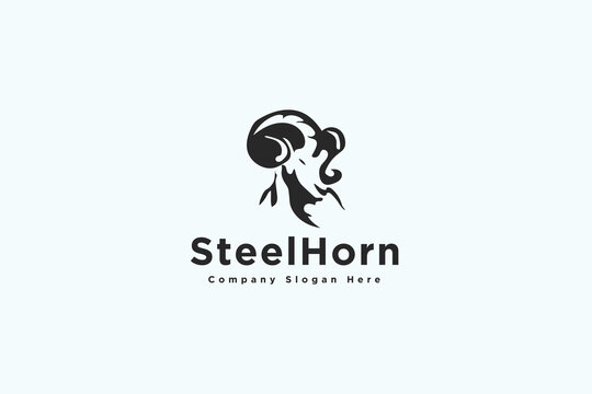 Black horn goat logo design vector inspiration.