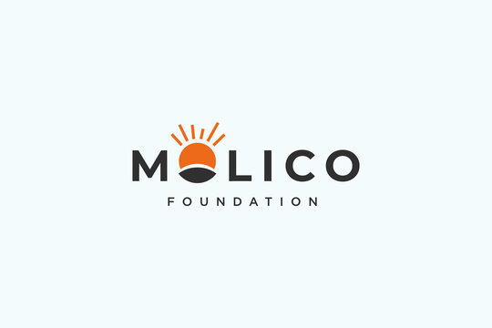 Sun rays with land logo design for foundation, charity vector inspiration.