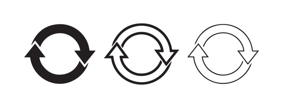Circular arrows icons set  recycling symbols  clockwise and counterclockwise arrows  rotation signs