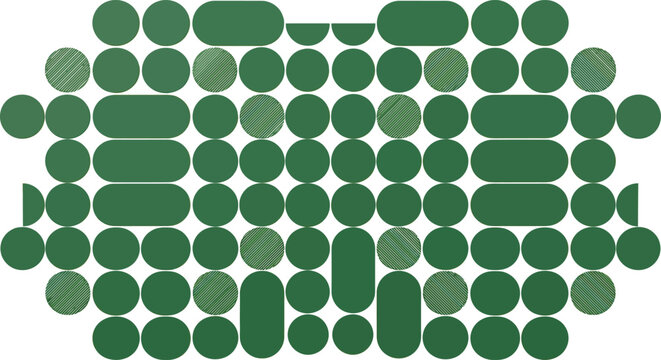 Abstract green shapes pattern circles and rectangles composition