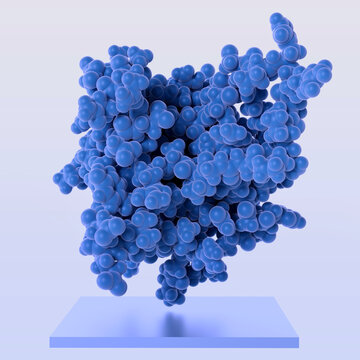 Fibroblast growth factor 21 (FGF21) molecule. A key metabolic hormone regulating glucose and lipid metabolism, investigated as a therapeutic target for diabetes, obesity, and NASH. 3D render