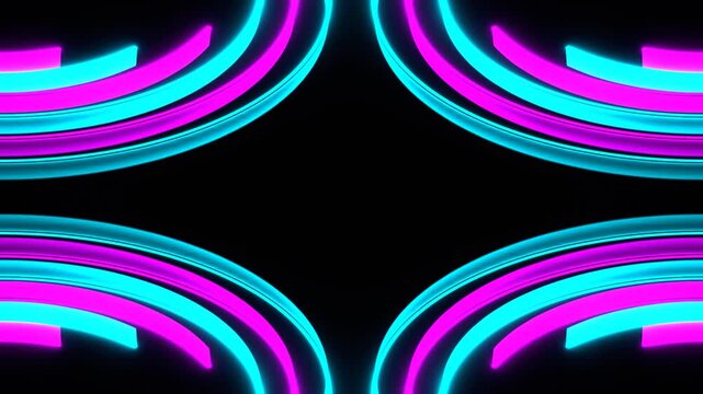 Cyan and Pink Seamless Neon Big Circles Screen Background VJ Loop in 4K