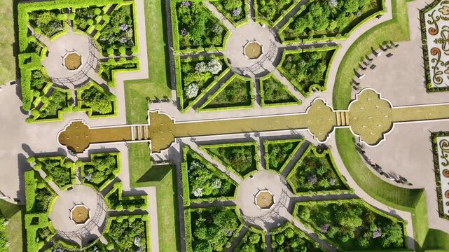Aerial view of Frederiksborg Castle Baroque Garden, Hillerod, Denmark