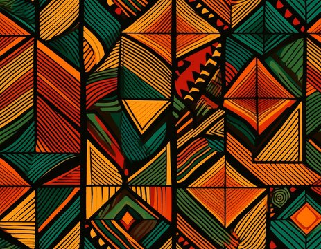 abstract geometric seamless pattern background with simple geometric hand drawn shapes and lines africa inspired wallpaper backdrop print for kwanzaa juneteenth black history month