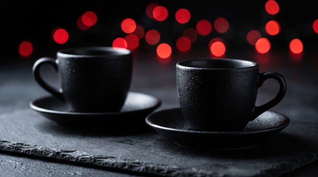 dimly lit backroom meeting setup with cups