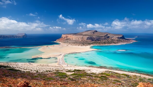 turquoise waters of balos beach on crete