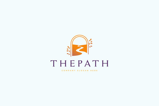Winding road river, Path Logo design vector inspiration.