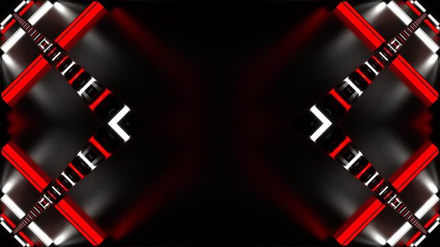 Red and White Pulsing Neon Lamp Kaleidoscope Background VJ Loop in 4K