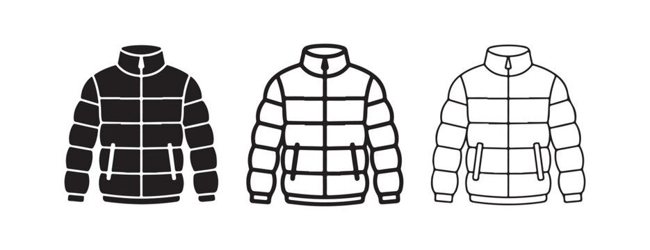 puffer jackets with zippers and pockets  isolated on white background