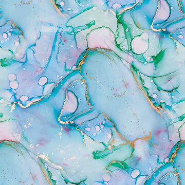Modern Abstract Painting. Gold Marble Watercolor. Metal Alcohol Ink. Ink Vector Marble. Marble Water Color. Light Seamless Texture. Pink Seamless Background. Blue Art Paint. Green Luxury Watercolor.