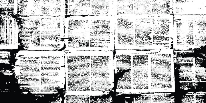 Distressed newspaper text texture abstract grunge typography reading background pattern vector illustration.