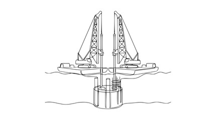 Offshore construction: Cranes on barges install foundation for wind turbine © Wachi