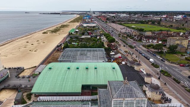 Scenic view of Winter Gardens and beachfront in Great Yarmouth, Norfolk, UK
