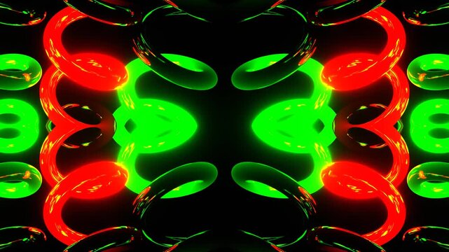 Green and Red Glossy Neon Spiral Kaleidoscope Background VJ Loop in 4K