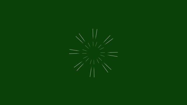 Minimal line animation of a clean fireworks explosion effect over dark background. Modern layout presenting a simple circle blast element for video transitions.