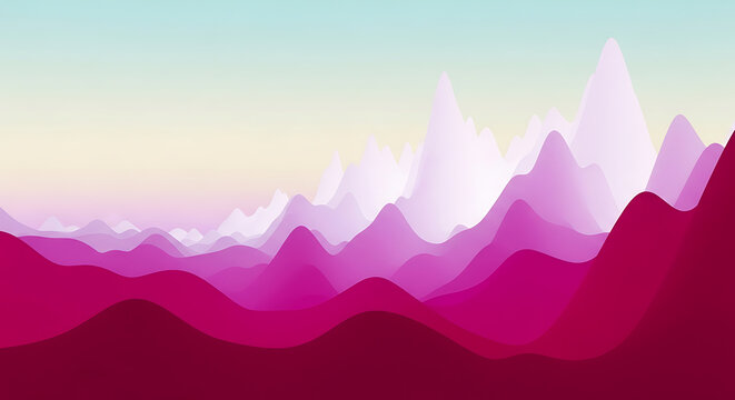 Abstract pink and magenta gradient wave mountain range background with mountain gradient abstract background landscape creative minimalist wallpaper stylized