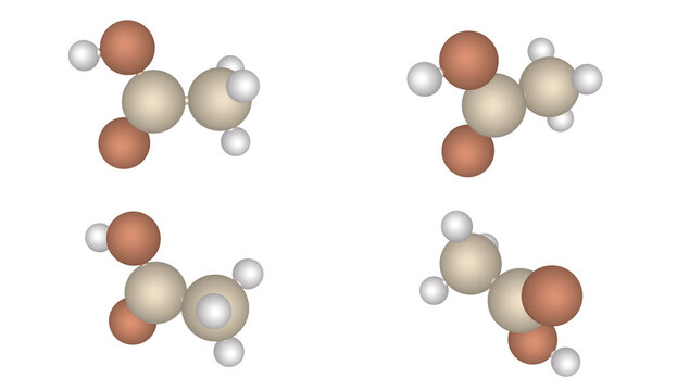 3D Rendered Acetic Acid Chemical Molecular Structure Visualization Ethanoic Acid CH3COOH Molecule Model Isolated on White Background for Chemistry Research Science Education Industrial Manufacturing