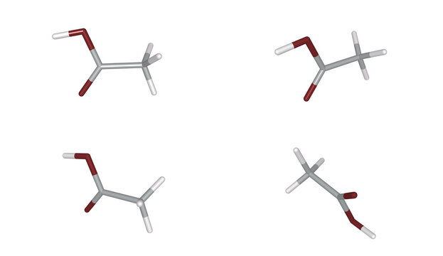 3D Rendered Acetic Acid Molecule Structure Ethanoic Acid Chemical Compound CH3COOH Model for Industrial Chemical Manufacturing and Food Industry Applications Scientific Research Molecular Simulation