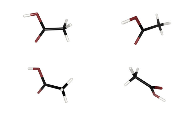 3D Rendered Acetic Acid Molecule Structure Ethanoic Acid Chemical Compound CH3COOH Model For Industrial Chemical Engineering Culinary Science Academic Research Chemistry Laboratory Education, Atoms