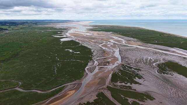 Aerial view of Blakeney National Nature Reserve, Norfolk, United Kingdom