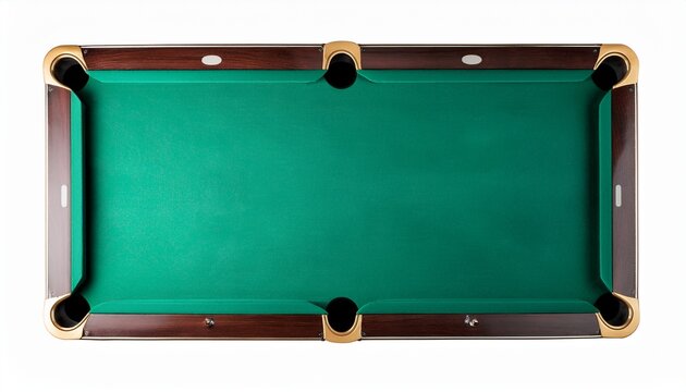 a empty billiard table top view isolated on white background