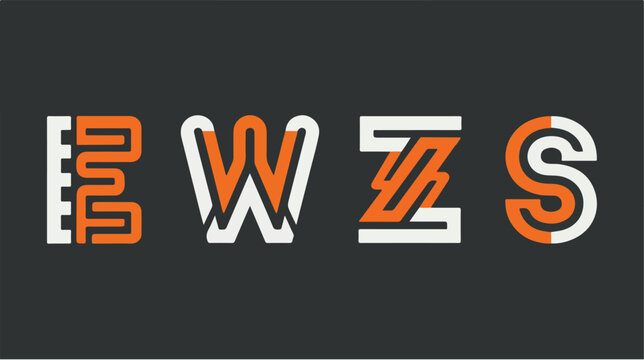Creative typographic logo design with stylized letters E W Z S.